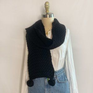 Kate Spade - Black Knit PomPom Scarf